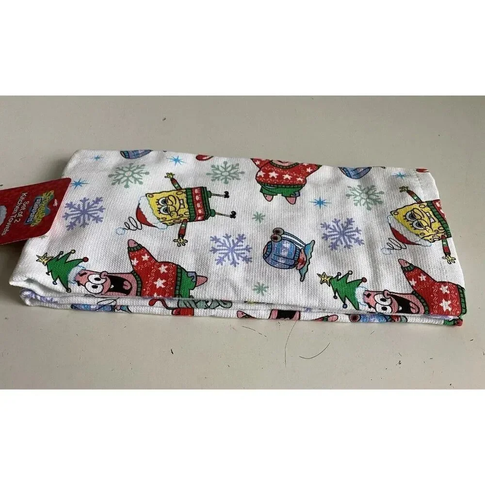 2 Pack SpongeBob SquarePants Christmas Sweaters Kitchen Towels 16 X‎ 26” NEW